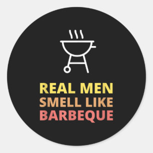 Pegatina Redonda Divertido regalo de parrilladas Bbq Hombres de ver