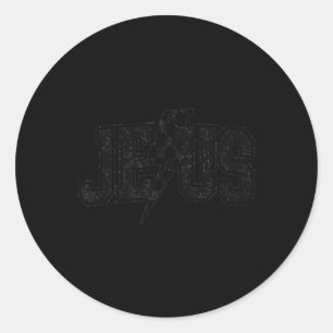 Pegatina Redonda Divertido Retro Groovy Jesus A Cuadros Perno Relám