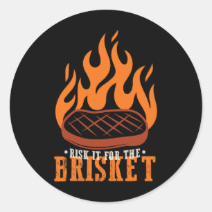 Pegatina Redonda Divertido Riesgo Para El Brisket Grilling Bbq