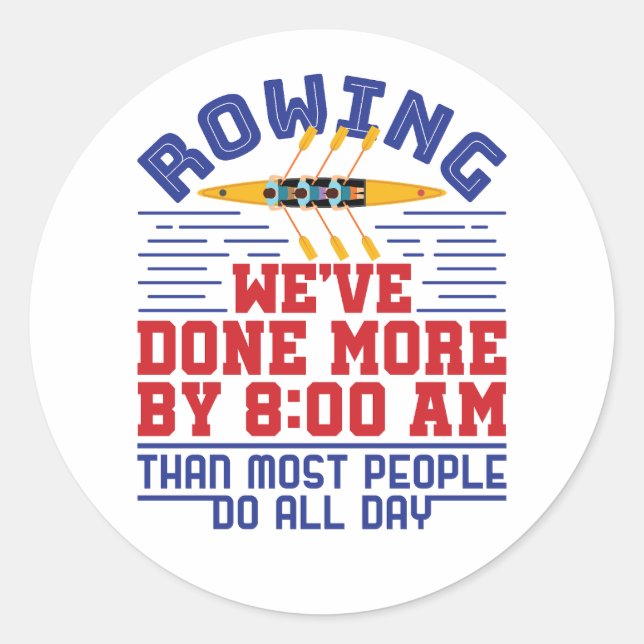 Pegatina Redonda Divertido Rowing Hemos hecho más equipo de tripula (Anverso)