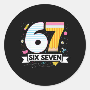 Pegatina Redonda Divertido Seis Siete 67 Argot de Gen Alpha 6 7 Mem