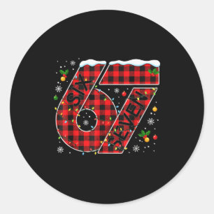 Pegatina Redonda Divertido Seis Siete 67 Meme 67 Navidad Mujeres