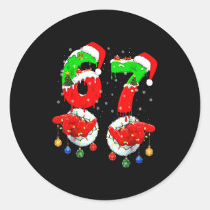 Pegatina Redonda Divertido Seis Siete 67 Meme 6 7 Navidad Santa Man