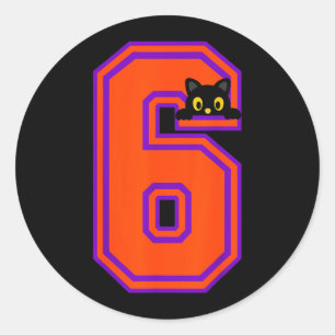 Pegatina Redonda Divertido Seis Siete 6 7 Halloween Gato Negro Maes