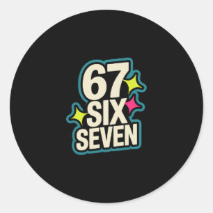Pegatina Redonda Divertido Seis Siete 6 7 Meme 1
