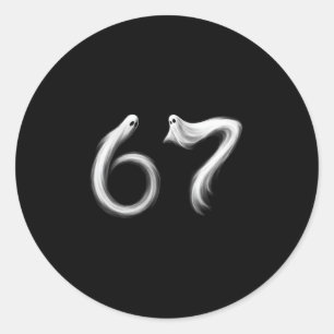 Pegatina Redonda Divertido Seis Siete 6 7 Meme 67 Diseño Fantasma H