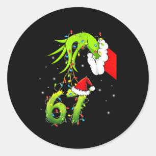 Pegatina Redonda Divertido Seis Siete 6 7 Meme 67 Mano Navidad Navi