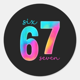 Pegatina Redonda Divertido Seis Siete 6 7 Meme Gen Alpha jerga 67 N