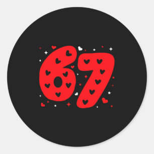 Pegatina Redonda Divertido Seis Siete 6 7 Meme Gen Alpha jerga 6 7
