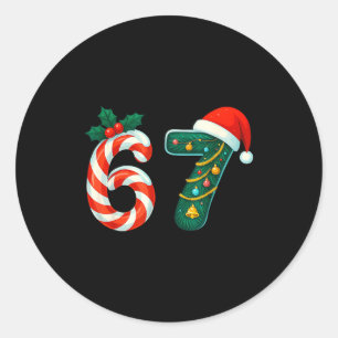 Pegatina Redonda Divertido Seis Siete 6 7 Meme Navidad Familia Xmas