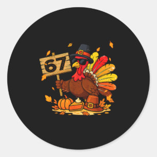 Pegatina Redonda Divertido Seis Siete 6 7 Meme Pavo Día de Acción d