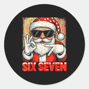 Pegatina Redonda Divertido Seis Siete Meme Navidad Frío Santa Dicie