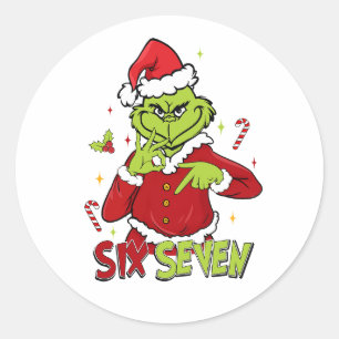 Pegatina Redonda Divertido Seis Siete Meme Navidad Viral 6 7 Sign