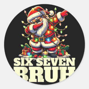Pegatina Redonda Divertido Seis Siete Navidad 6-7 Meme Santa 6 7 Se