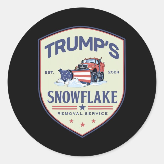 Pegatina Redonda Divertido servicio de remoción de copos de nieve T (Anverso)