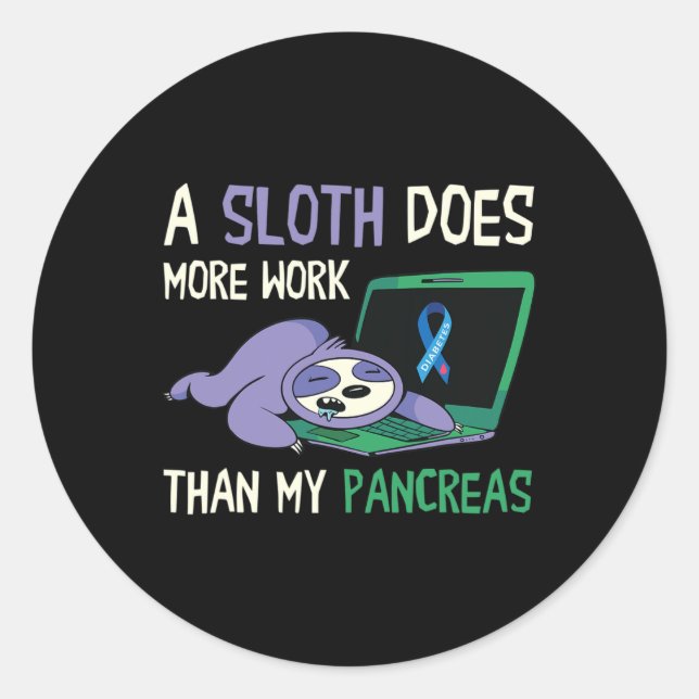 Pegatina Redonda Divertido Sloan Pancreas Diabetes Conciencia Insul (Anverso)