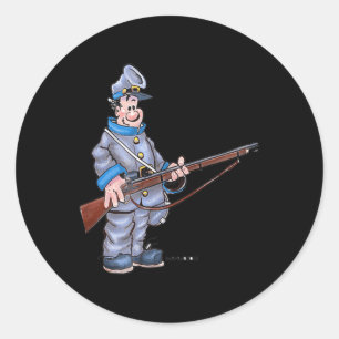 Pegatina Redonda Divertido soldado de guerra civil