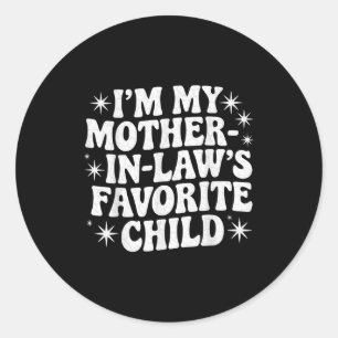 Pegatina Redonda Divertido soy el hijo favorito de mi suegra en Nav