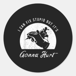 Pegatina Redonda Divertido Tatuaje Para Un Artista De Tatuajes