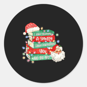 Pegatina Redonda Divertido Ten Un Librito Navideño Sucio