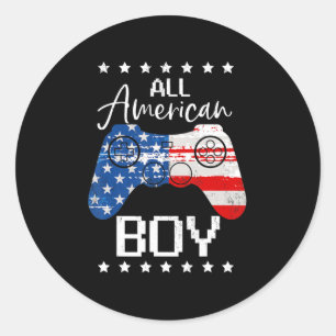 Pegatina Redonda Divertido Todos los chicos americanos 4jul Son Vid