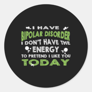 Pegatina Redonda Divertido trastorno bipolar conciencia bipolar san