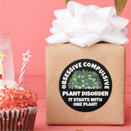 Pegatina Redonda Divertido trastorno obsesivo de la planta