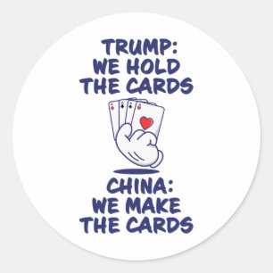 Pegatina Redonda Divertido trato arancelario de Trump con China ten
