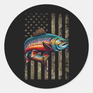 Pegatina Redonda Divertido truco roscado con la bandera estadounide