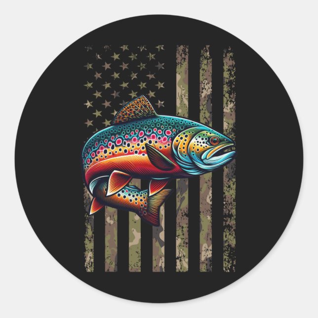 Pegatina Redonda Divertido truco roscado con la bandera estadounide (Anverso)