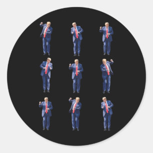 Pegatina Redonda Divertido Trump baila como un Felon Vote Trump