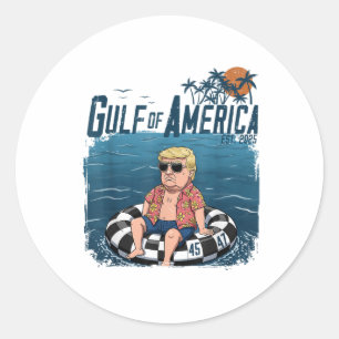 Pegatina Redonda Divertido Trump Camisas Golfo De Estados Unidos Es