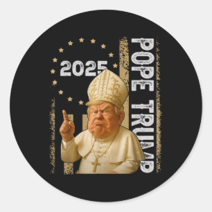 Pegatina Redonda Divertido Trump como iglesia del Vaticano el Papa