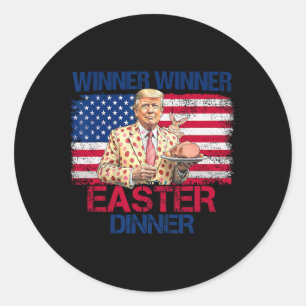 Pegatina Redonda Divertido Trump Ganador Ganador Cena de Pascua Día