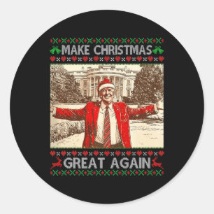 Pegatina Redonda Divertido Trump hace a los Navidades una gran fami