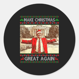 Pegatina Redonda Divertido Trump Haz Navidad Grande De Nuevo Navida