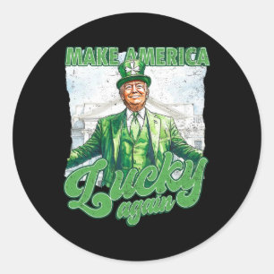 Pegatina Redonda Divertido Trump Haz que el Día de San Patricio sea