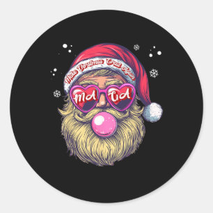 Pegatina Redonda Divertido Trump Santa Navidades Pink Bubble Gum Ma