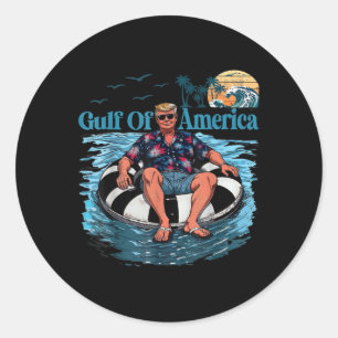 Pegatina Redonda Divertido Trump Shirt Golfo De Estados Unidos