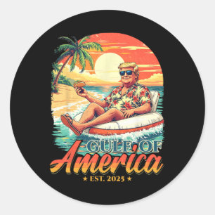 Pegatina Redonda Divertido Trump Shirt Golfo De Estados Unidos Este