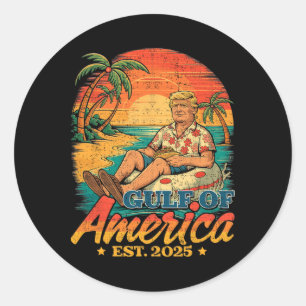 Pegatina Redonda Divertido Trump Shirt Golfo De Estados Unidos Este