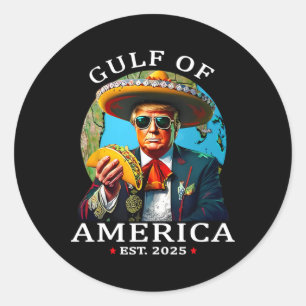 Pegatina Redonda Divertido Trump Shirt Golfo De Estados Unidos Este