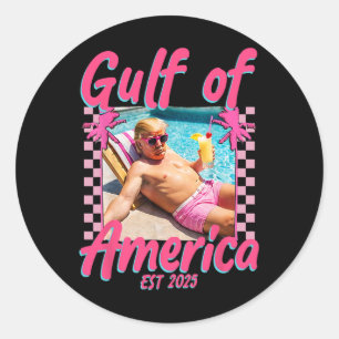 Pegatina Redonda Divertido Trump Shirt Golfo De Estados Unidos Este