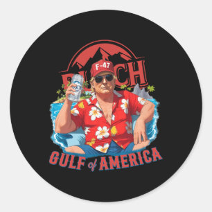 Pegatina Redonda Divertido Trump Shirt Gulf Of Us America Est 2025