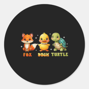 Pegatina Redonda Divertido Trump sutil tortuga de pato de Fox, anim
