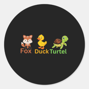Pegatina Redonda Divertido Trump sutil tortuga de pato de Fox dulce