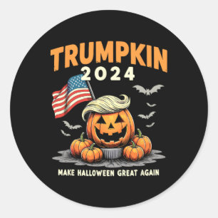 Pegatina Redonda Divertido Trumpkin 2024 Trump Hace que Halloween s
