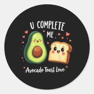Pegatina Redonda Divertido U Me Completa Tostada De Aguacate Lindo