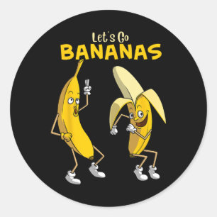Pegatina Redonda Divertido Vamos Bananas Regalo a los niños Chicas