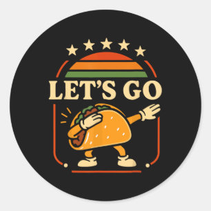 Pegatina Redonda Divertido Vamos Taco Dabbing Fiesta Fiesta Tee Kid